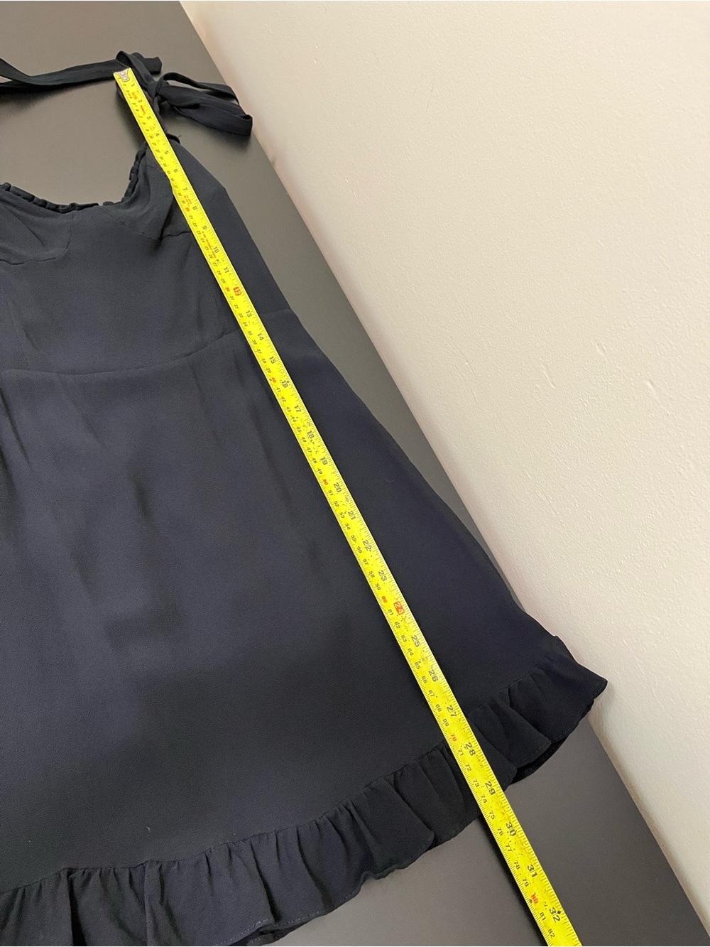 Reformation Christine Dress - Black Tie-Shoulder Ruffle Mini Dress - Picture 13 of 14